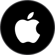 Logo Apple blanc sur un cercle noir